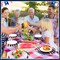 100 Pcs 4th of July Paper Placemats 13 Inch Patriotic Round Table Mats Star USA Flag Disposable Placement Red White and Blue Tablemats Mats for Table Setting Independence Day Party Supplies
